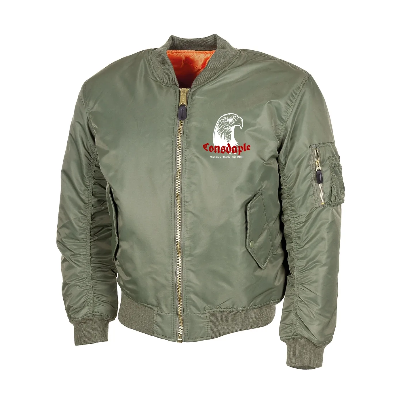 Bestickte MA1 Bomberjacke, Oliv - Consdaple, Adlerkopf 1990