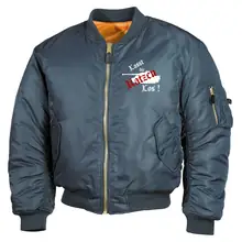Bestickte MA1 Bomberjacke, Alphablau - Lasst die Katzen los Vorderseite