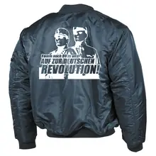 Bestickte MA1 Bomberjacke, Alphablau - Komm zur Revolution Rückseite