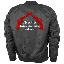Bestickte MA1 Bomberjacke "Leichtversion" Schwarz - Kameradschaft mehr als nur ein Wort Rückseite