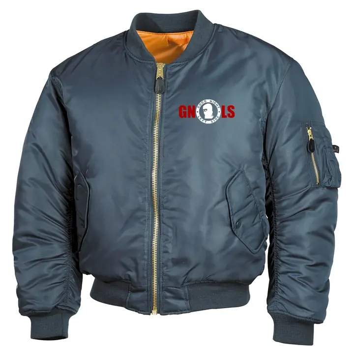 Bestickte MA1 Bomberjacke, Alphablau - Good night left side