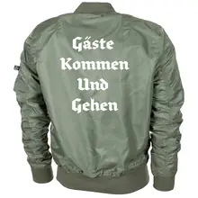 Bestickte MA1 Bomberjacke "Leichtversion" Schwarz - Gute Heimreise Rückseite