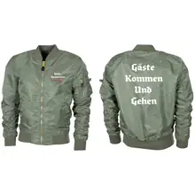 Bestickte MA1 Bomberjacke "Leichtversion" Schwarz - Gute Heimreise Vorder- und Rückseite