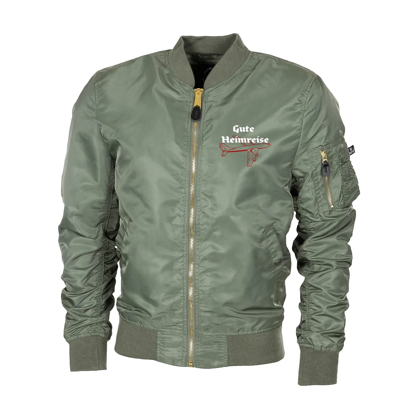 Bestickte MA1 Bomberjacke "Leichtversion" Schwarz - Gute Heimreise