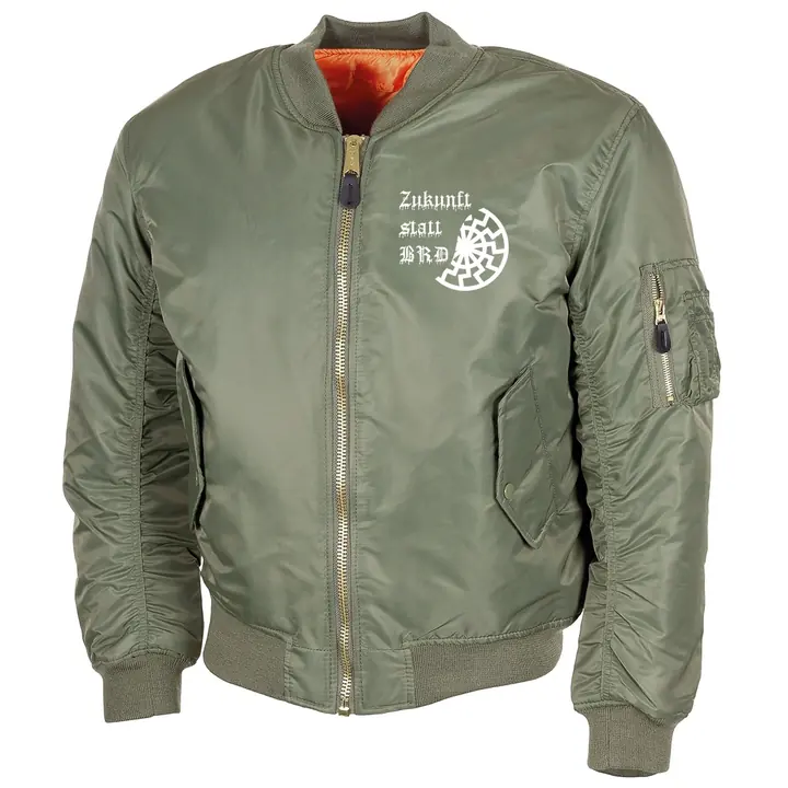 Bestickte MA1 Bomberjacke, Oliv - Zukunft statt BRD