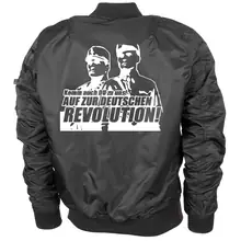 Bestickte MA1 Bomberjacke "Leichtversion" Schwarz - Komm zur Revolution Rückseite