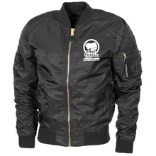 Bestickte MA1 Bomberjacke "Leichtversion" Schwarz - Komm zur Revolution Vorderseite