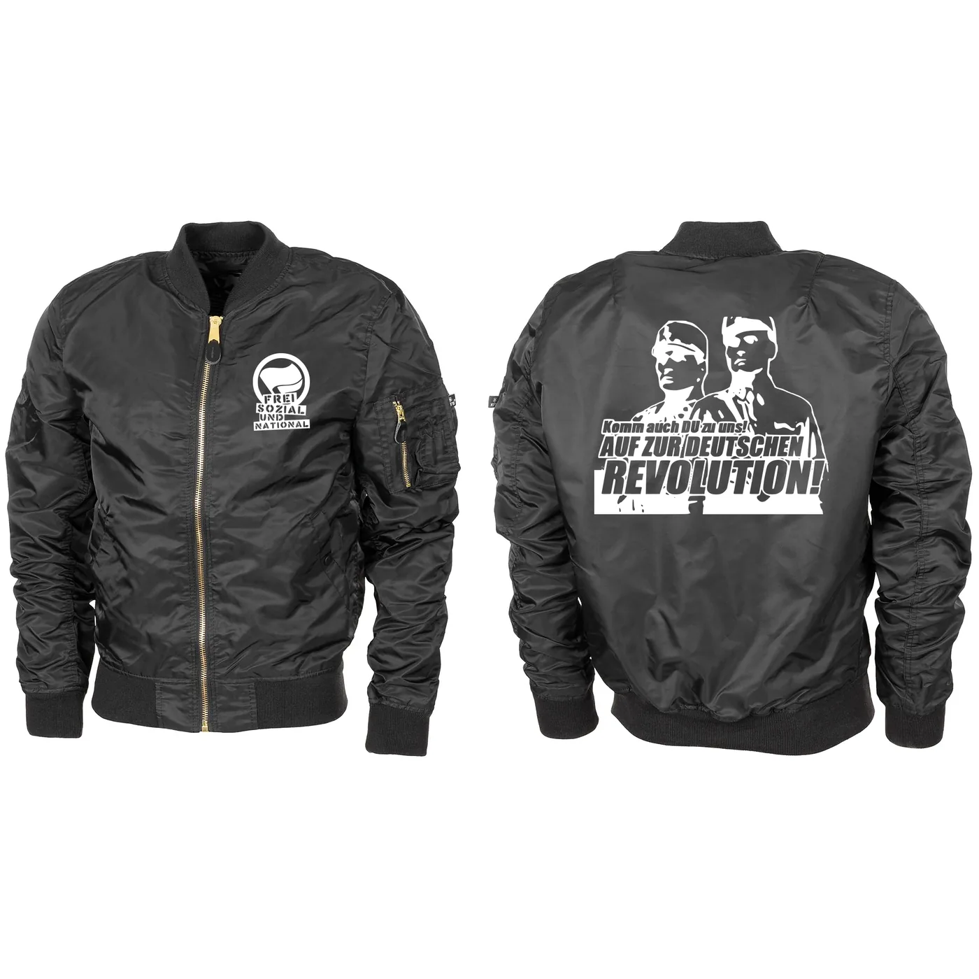 Bestickte MA1 Bomberjacke "Leichtversion" Schwarz - Komm zur Revolution