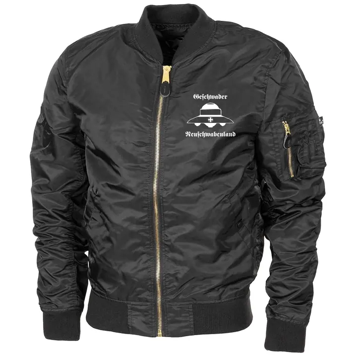 Bestickte MA1 Bomberjacke "Leichtversion" Schwarz - Geschwader Neuschwabenland