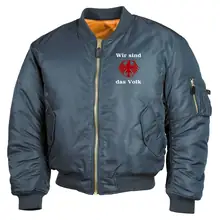 Bestickte MA1 Bomberjacke, Alphablau - Wir sind das Volk - gewählte Variante