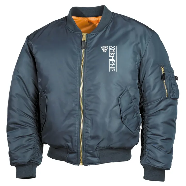 Bestickte MA1 Bomberjacke, Alphablau - Germania Runen
