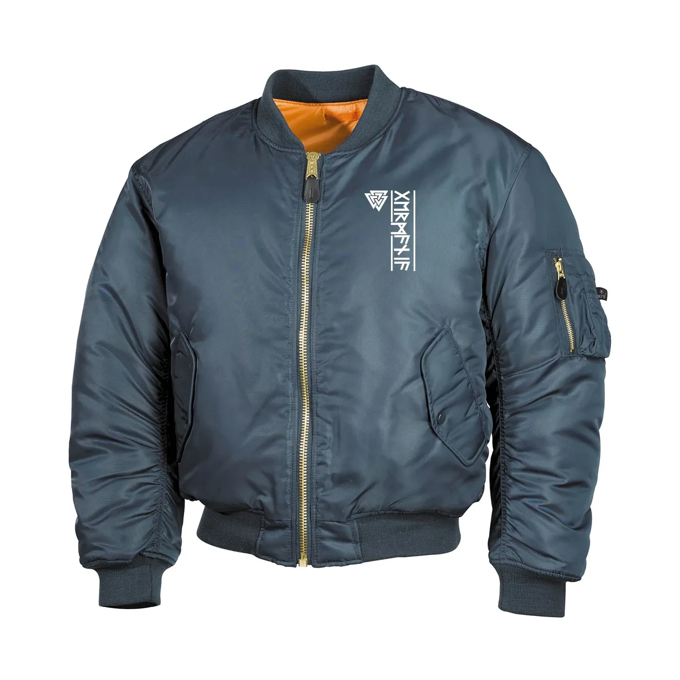 Bestickte MA1 Bomberjacke, Alphablau - Germania Runen