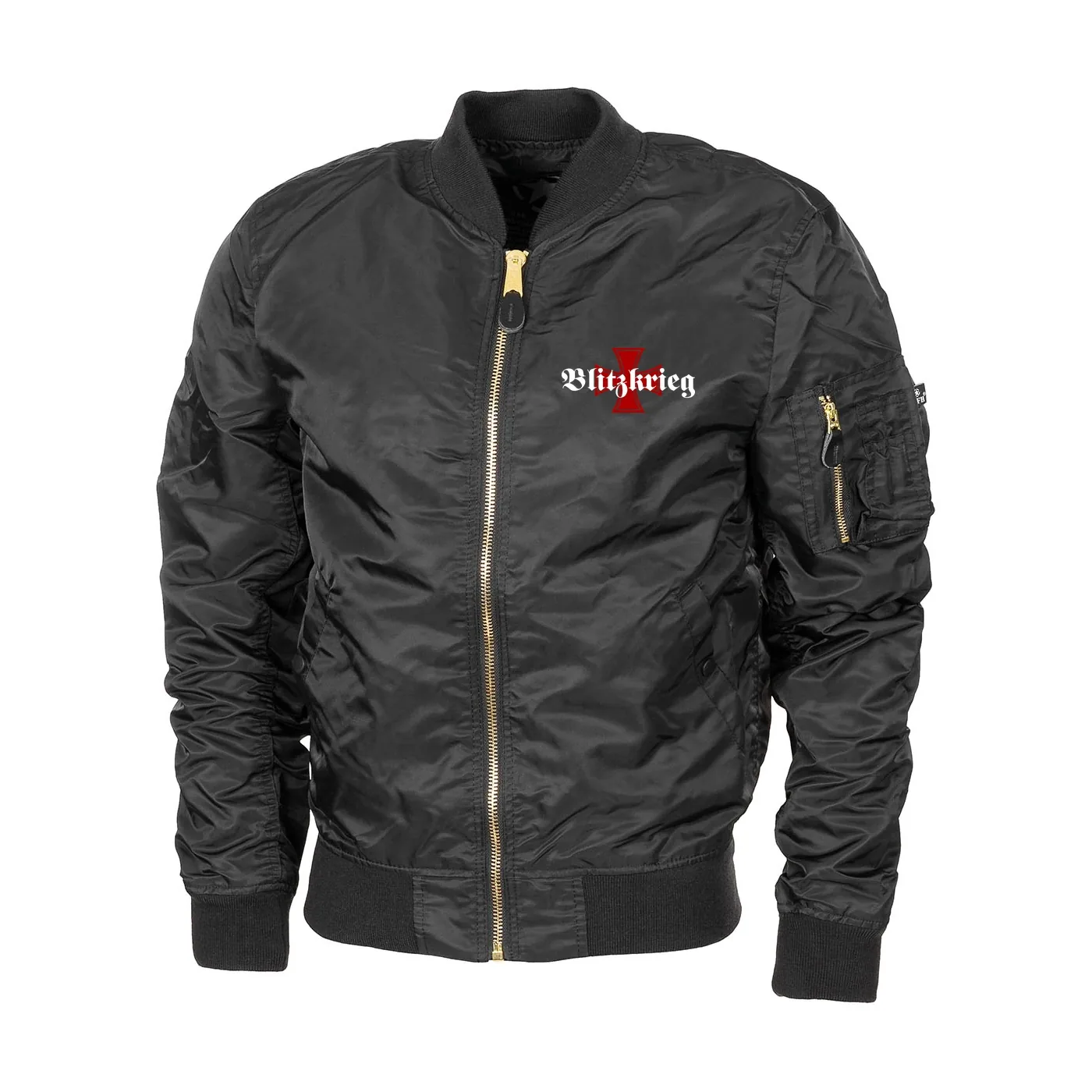 Bestickte MA1 Bomberjacke "Leichtversion" Schwarz - Blitzkrieg