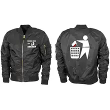 Bestickte MA1 Bomberjacke "Leichtversion" Schwarz - Keinen Bock auf Zecken Vorder- und Rückseite