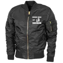 Bestickte MA1 Bomberjacke "Leichtversion" Schwarz - Keinen Bock auf Zecken - gewählte Variante