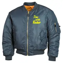 Bestickte MA1 Bomberjacke, Alphablau - Raus mit die Viecher - gewählte Variante