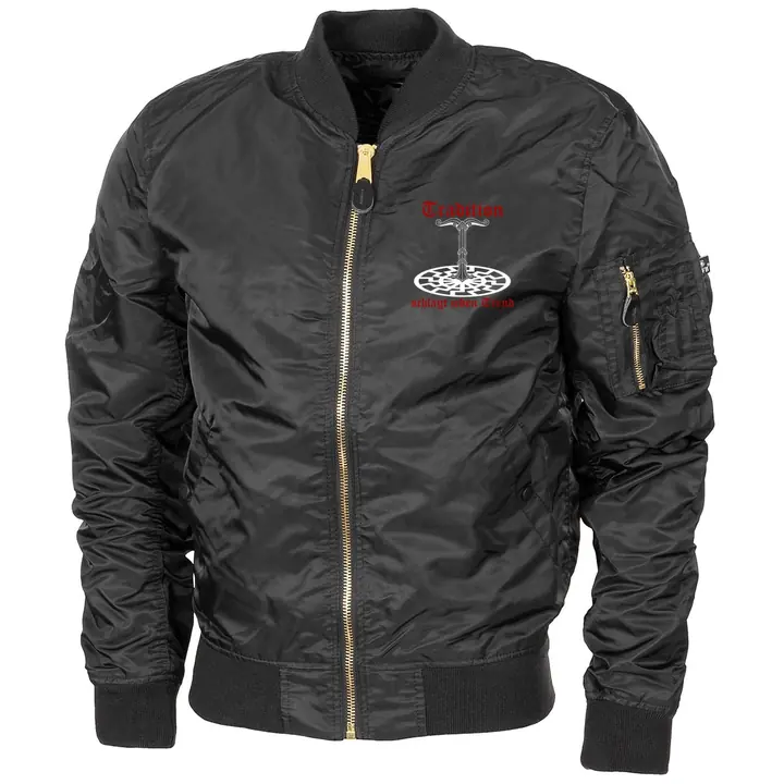 Bestickte MA1 Bomberjacke "Leichtversion" Schwarz - Tradition schlägt jeden Trend