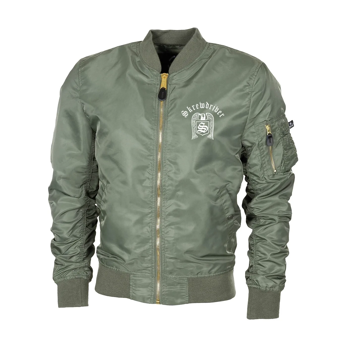 Bestickte MA1 Bomberjacke "Leichtversion" Schwarz - Skrewdriver