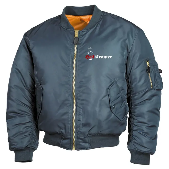 Bestickte MA1 Bomberjacke, Alphablau - Heil Kräuter
