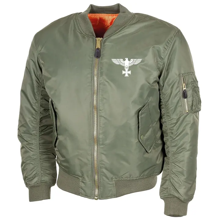 Bestickte MA1 Bomberjacke, Oliv - Adler, Kreuz