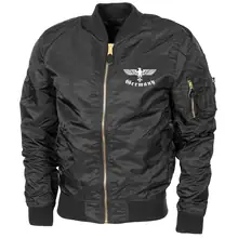Bestickte MA1 Bomberjacke "Leichtversion" Schwarz - Germany, Adler Vorderseite