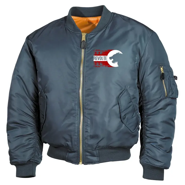 Bestickte MA1 Bomberjacke, Alphablau - H8front Revolte