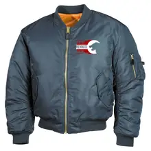 Bestickte MA1 Bomberjacke, Alphablau - H8front Revolte - gewählte Variante