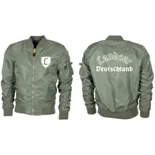 Bestickte MA1 Bomberjacke "Leichtversion" Schwarz - Landser Deutschland Vorder- und Rückseite