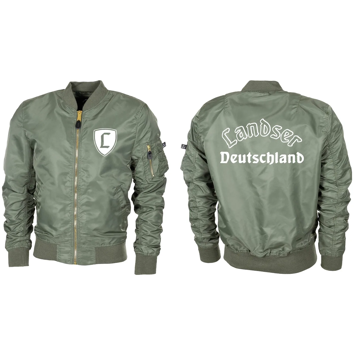 Bestickte MA1 Bomberjacke "Leichtversion" Schwarz - Landser Deutschland