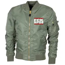 Bestickte MA1 Bomberjacke "Leichtversion" Schwarz - FCK RFGS Vorderseite