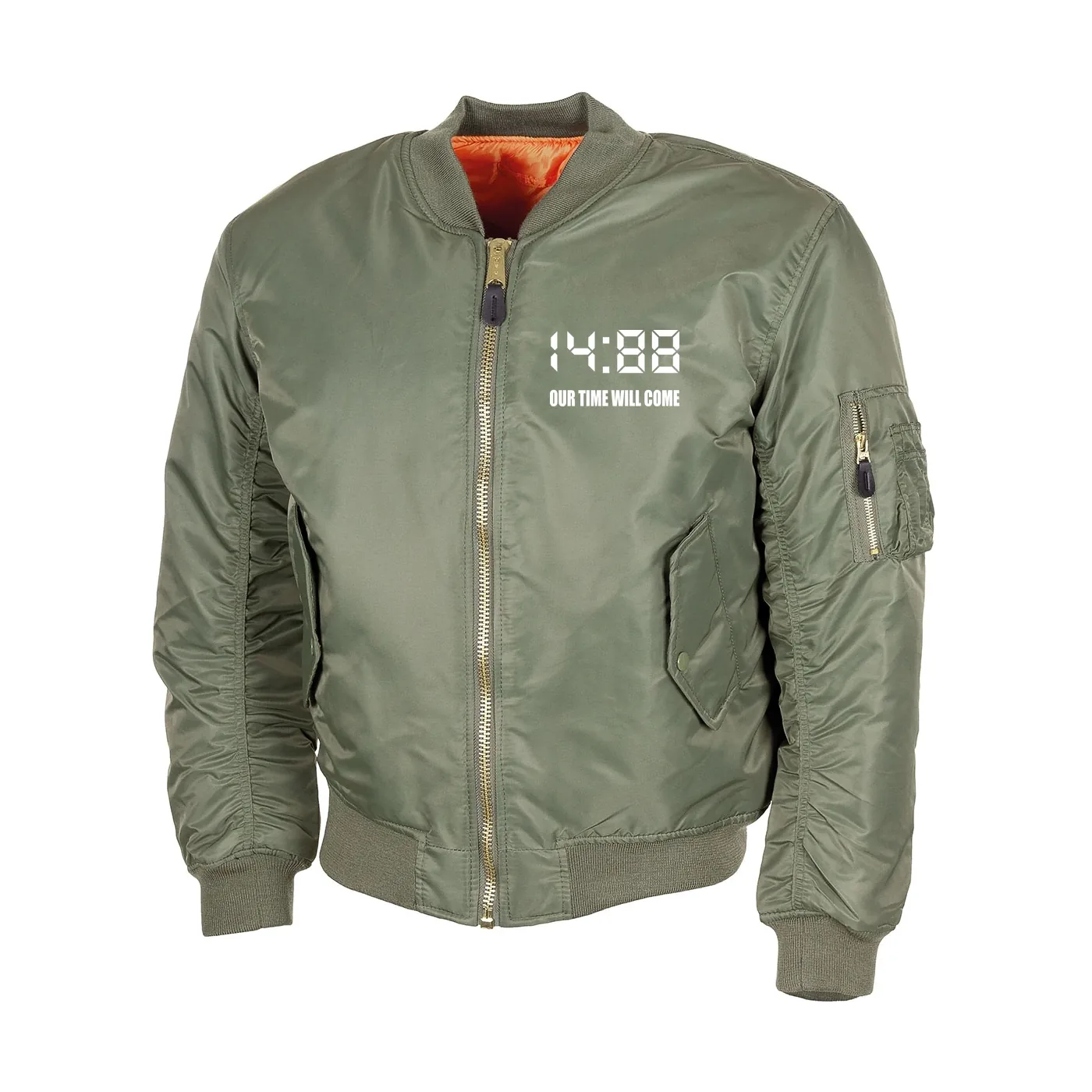 Bestickte MA1 Bomberjacke, Oliv - 1488 Our time will come