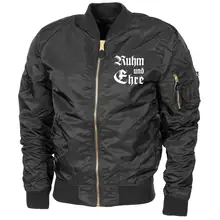 Bestickte MA1 Bomberjacke "Leichtversion" Schwarz - Ruhm und Ehre - gewählte Variante