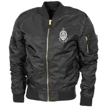 Bestickte MA1 Bomberjacke "Leichtversion" Schwarz - Ehre & Stolz Vorderseite