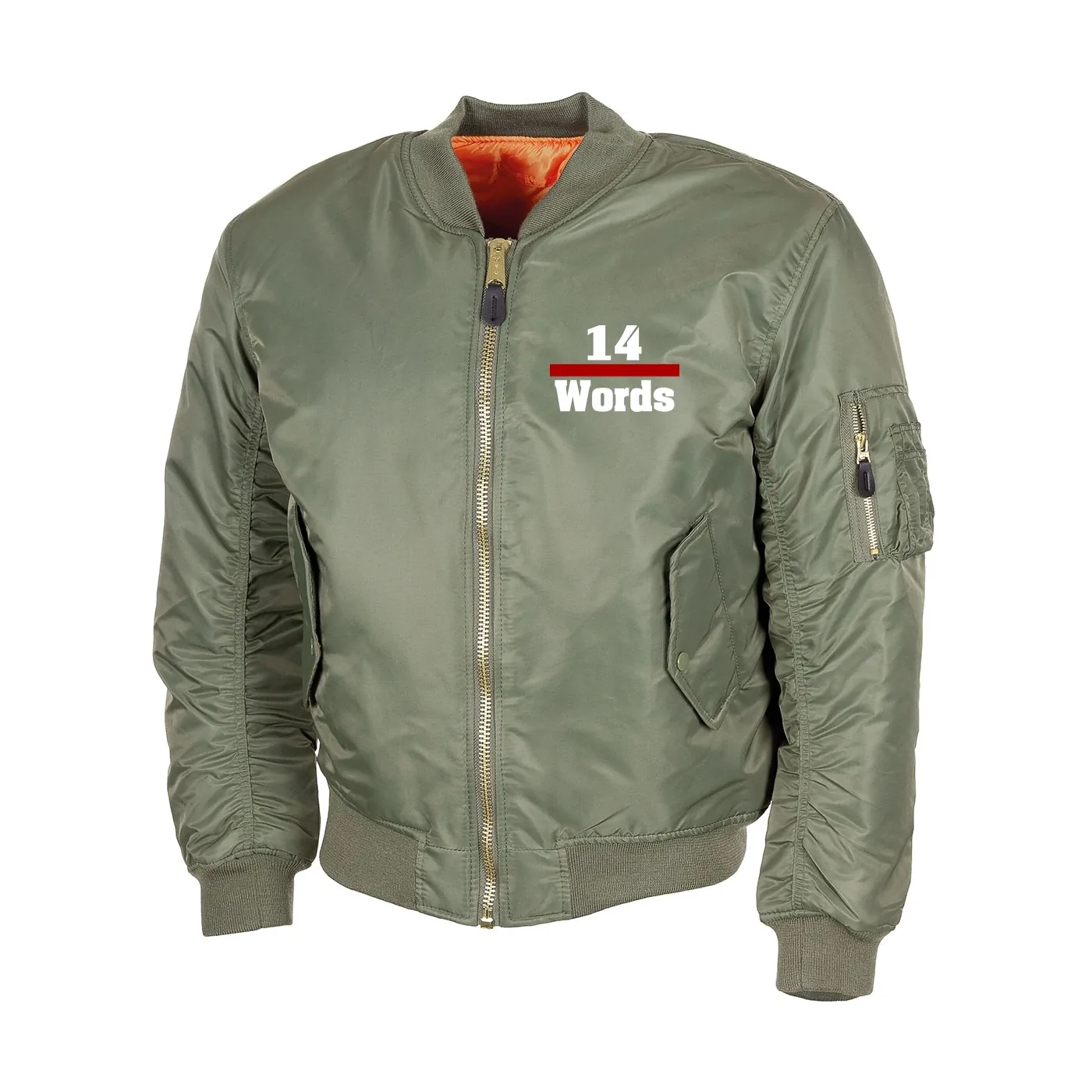 Bestickte MA1 Bomberjacke, Oliv - 14 Words