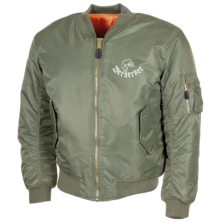 Bestickte MA1 Bomberjacke, Oliv - Berserker