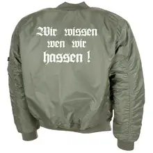 Bestickte MA1 Bomberjacke, Oliv - Berserker Rückseite