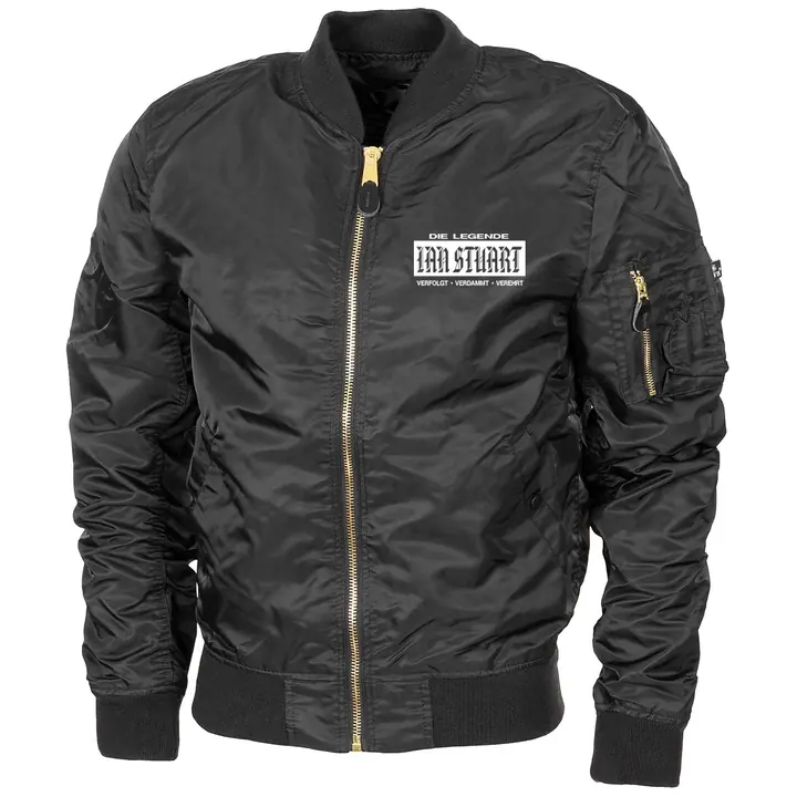 Bestickte MA1 Bomberjacke "Leichtversion" Schwarz - Ian Stuart