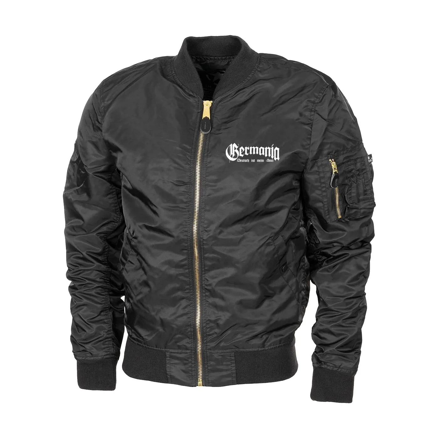 Bestickte MA1 Bomberjacke "Leichtversion" Schwarz - Germania, Deutsch ist mein Sinn