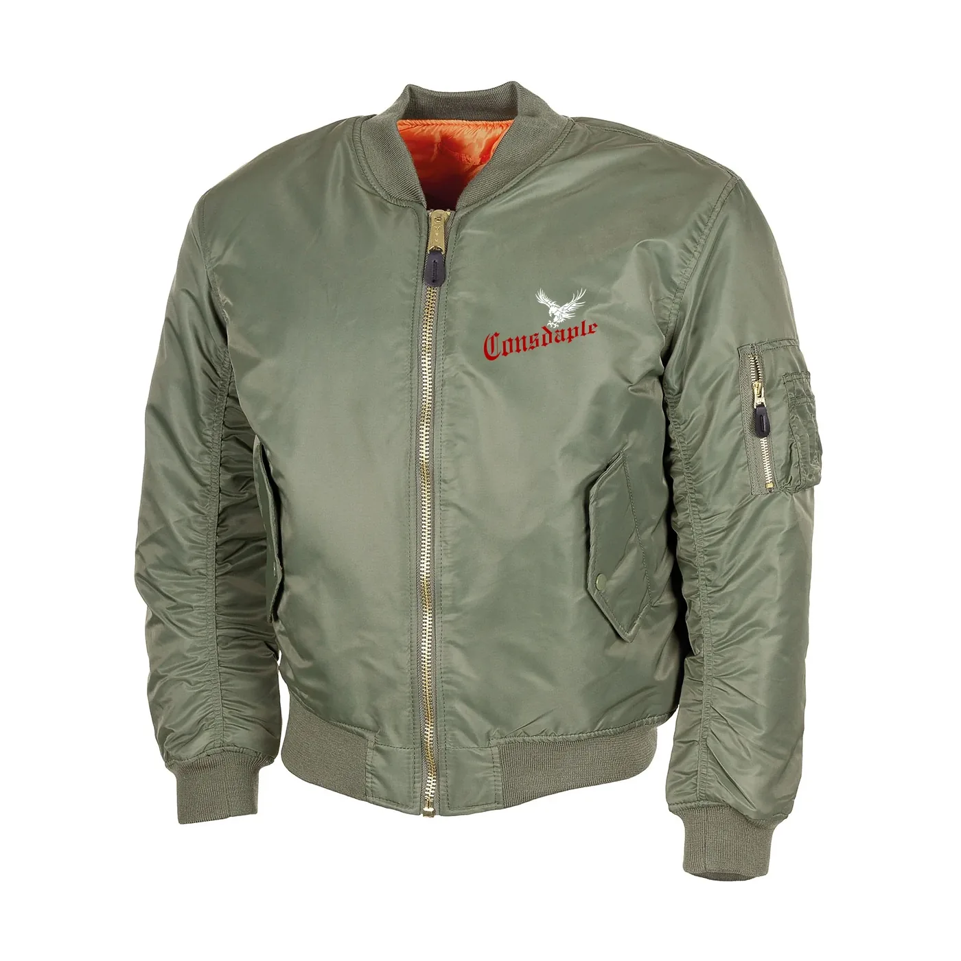 Bestickte MA1 Bomberjacke, Oliv - Consdaple, Adler im Flug
