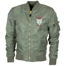 Bestickte MA1 Bomberjacke "Leichtversion" Schwarz - Lieber ein Wolf Odins als ein Lamm Gottes Vorderseite