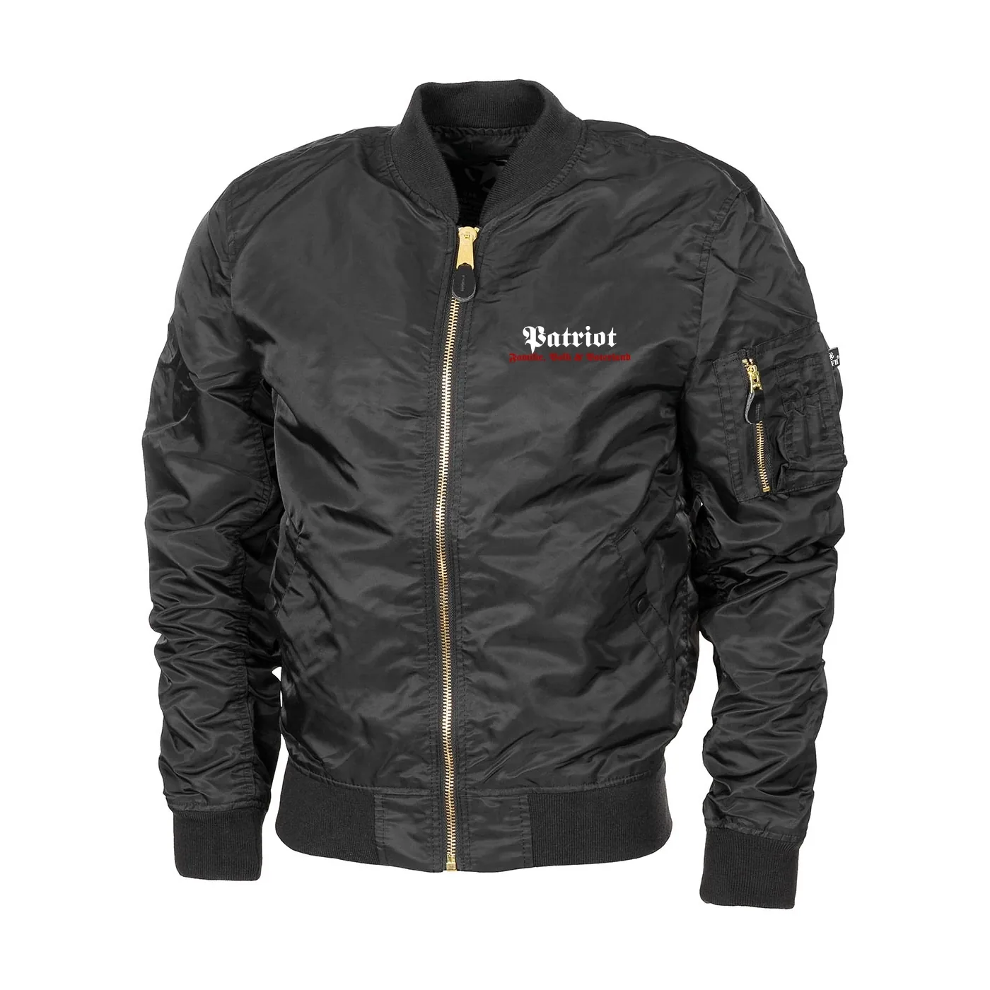 Bestickte MA1 Bomberjacke "Leichtversion" Schwarz - Patriot