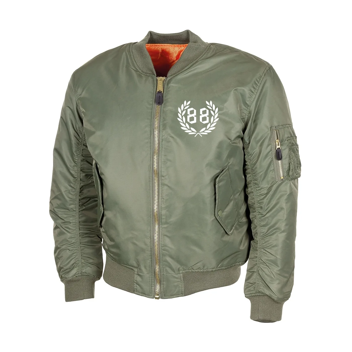 Bestickte MA1 Bomberjacke, Oliv - 88, kranz