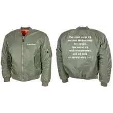 Bestickte MA1 Bomberjacke, Oliv - Rudolf Hess Vorder- und Rückseite