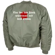 Bestickte MA1 Bomberjacke, Oliv - Petri Heil Rückseite