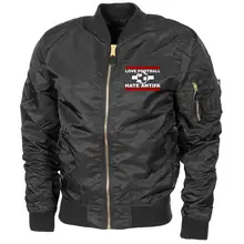 Bestickte MA1 Bomberjacke "Leichtversion" Schwarz - Love Football hate Antifa - gewählte Variante
