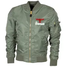 Bestickte MA1 Bomberjacke "Leichtversion" Schwarz - Die Wehrmacht Vorderseite
