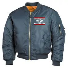 Bestickte MA1 Bomberjacke, Alphablau - Love Football hate Antifa - gewählte Variante