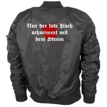 Bestickte MA1 Bomberjacke "Leichtversion" Schwarz - Petri Heil Rückseite