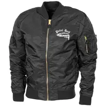Bestickte MA1 Bomberjacke "Leichtversion" Schwarz - Petri Heil Vorderseite