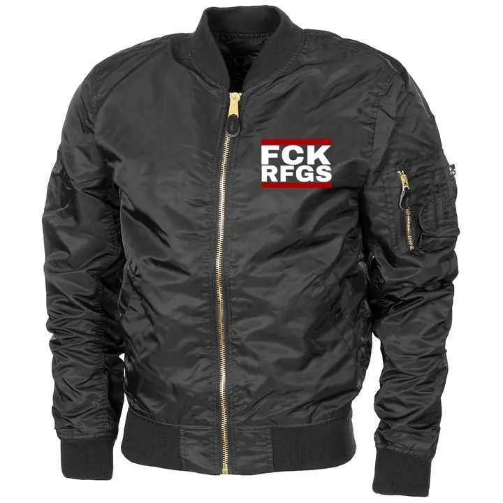 Bestickte MA1 Bomberjacke "Leichtversion" Schwarz - FCK RFGS